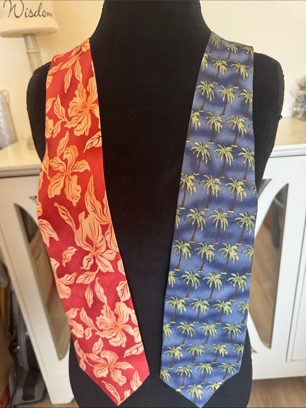 NWOT Tommy Bahama Vintage Red Floral & Blue Palm-Print Silk Ties (two ties)
